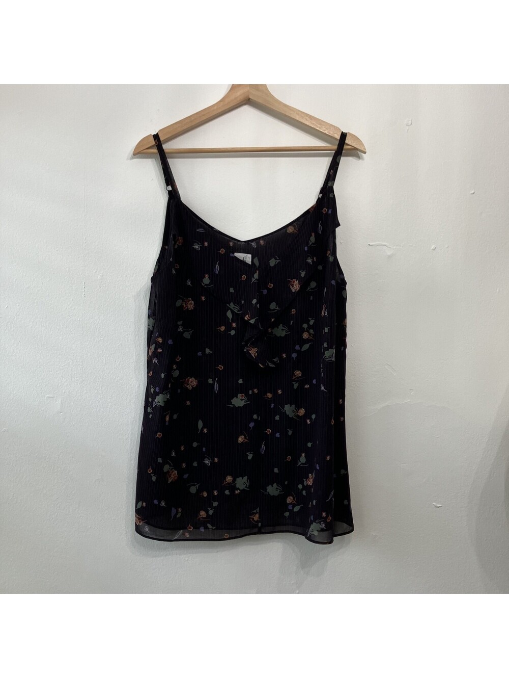Pinstripe Ditsy Floral Flowy Tank Office Siren Romantic Going Out Top Large
